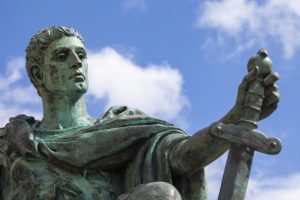 A statue of Roman Emperor Constantine the Great in York, England.